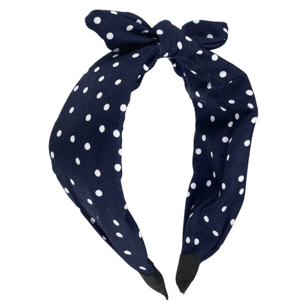 Bowknot Headband with Bunny Ears Hairband Navy Blue 2.17 Inch Wide